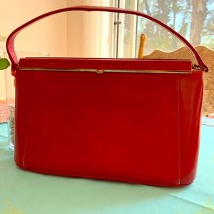 Vintage red leather handbag